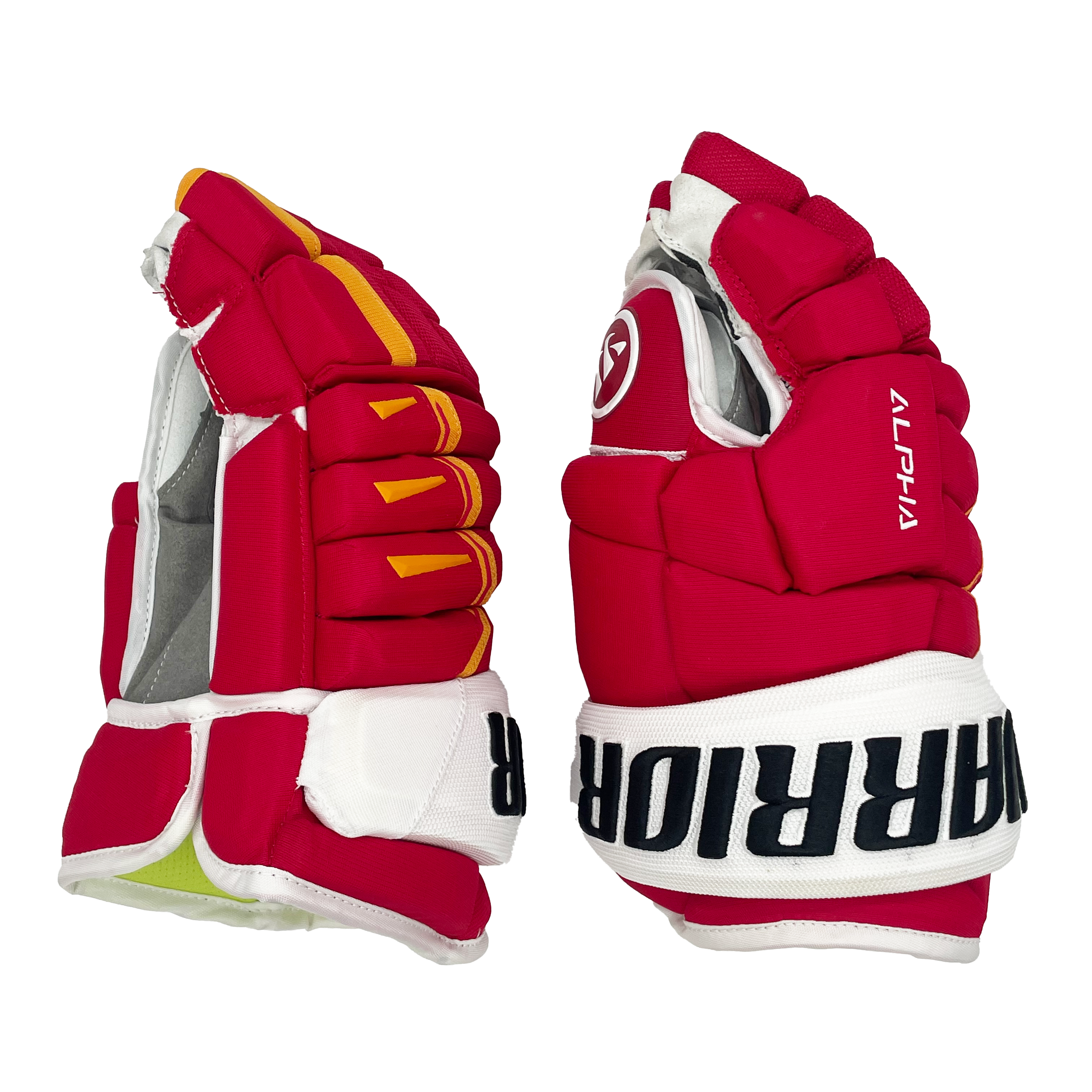Warrior Alpha DX - Gant NHL Pro Stock (rouge/jaune/blanc)